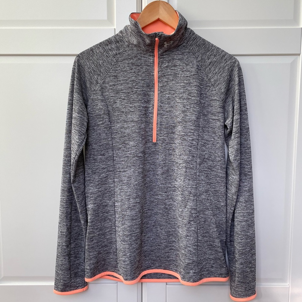 NWT, Under Armour Heatgear Fitted Half Zip Top, Grey, Medium